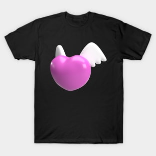 The pink heart and white wing for valentine or love concept 3d rendering T-Shirt